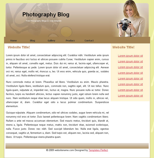 Free Photography blog template