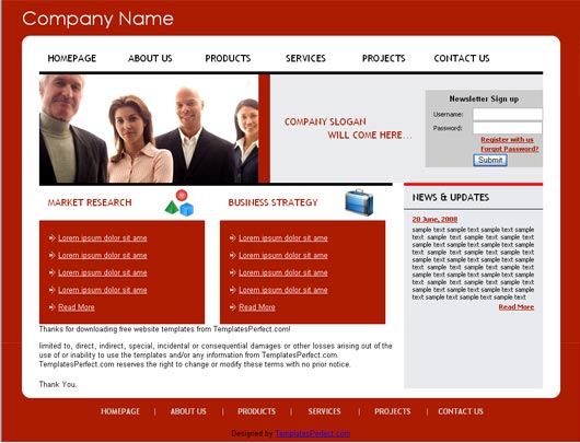 Free business web template