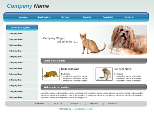 free pet store web template