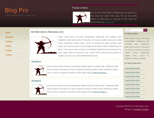 Free personal css web template - blog pro