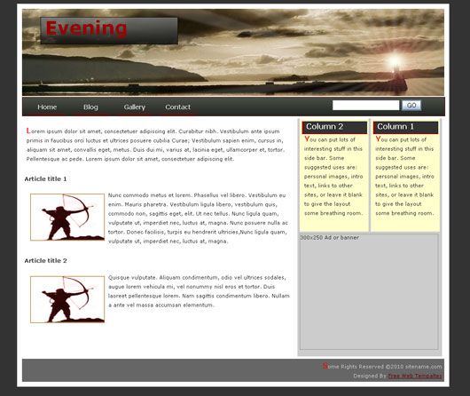 Free css web template - Evening