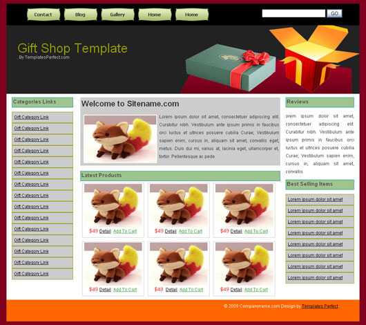  Free Gift Shop css web Template