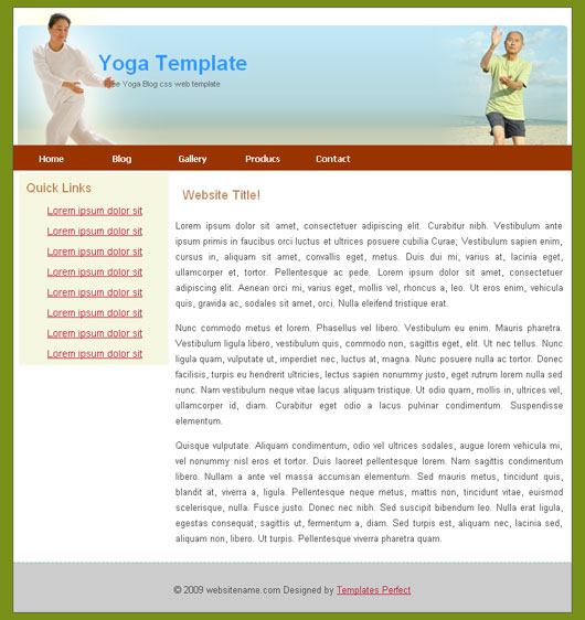 Free yoga blog css web templates
