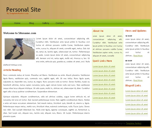 Free personal pages blog template