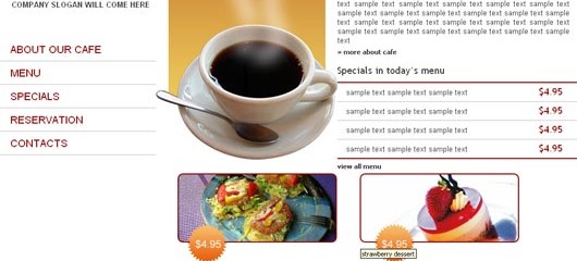 Free coffee shop web template
