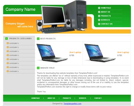 free computer accessories web template