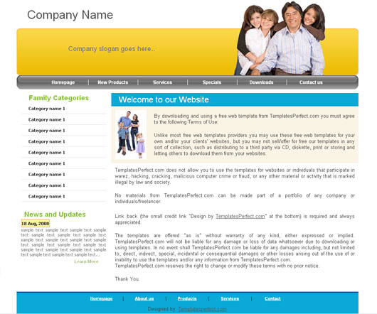 Free family web template