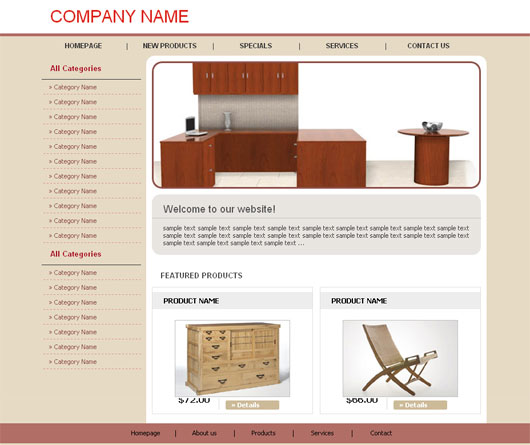 Free Furniture store web template