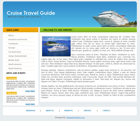 Free Cruise Travel css web template