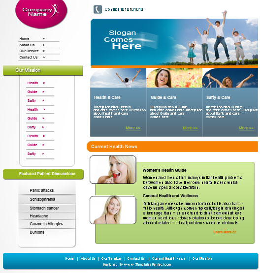 Free family health PSD web template