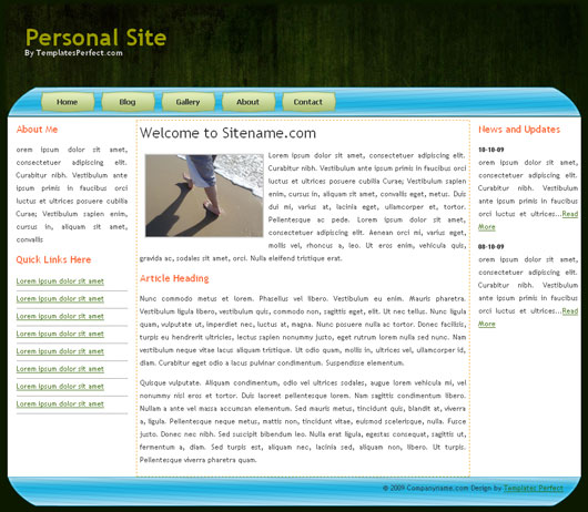 free 3 column Personal blog template