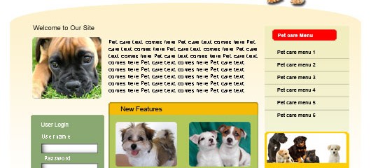 free pet care PSD web template
