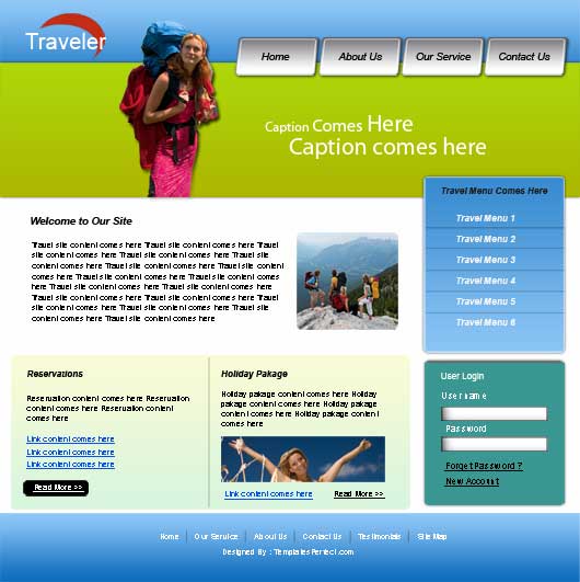 Free travel tour PSD web template