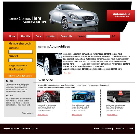 Free automobile psd web template