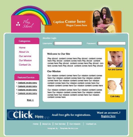 free family care PSD web template