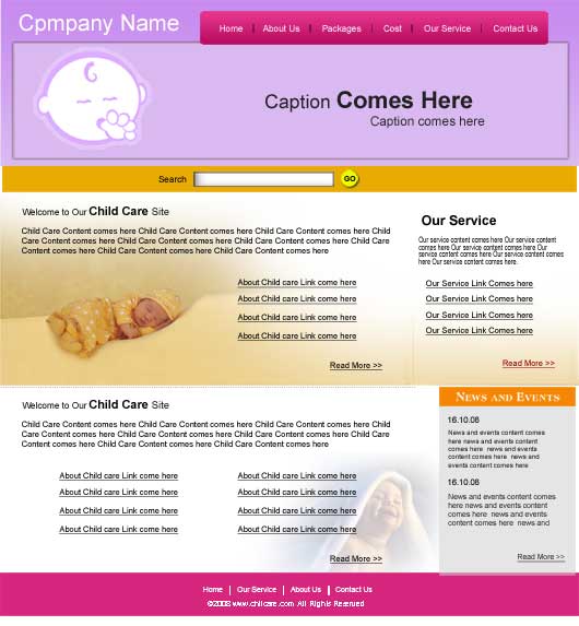 Free baby care psd web template