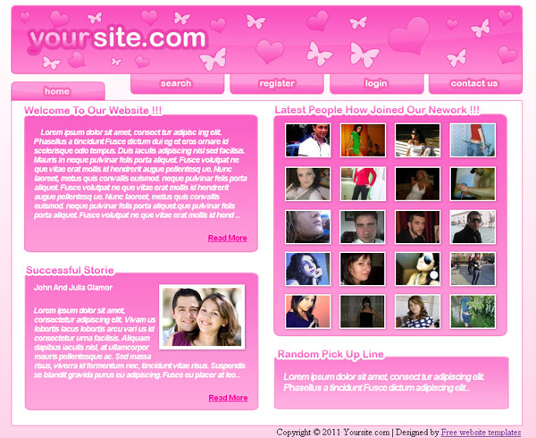 Free dating website css web template