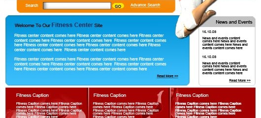 Free fitness PSD web template