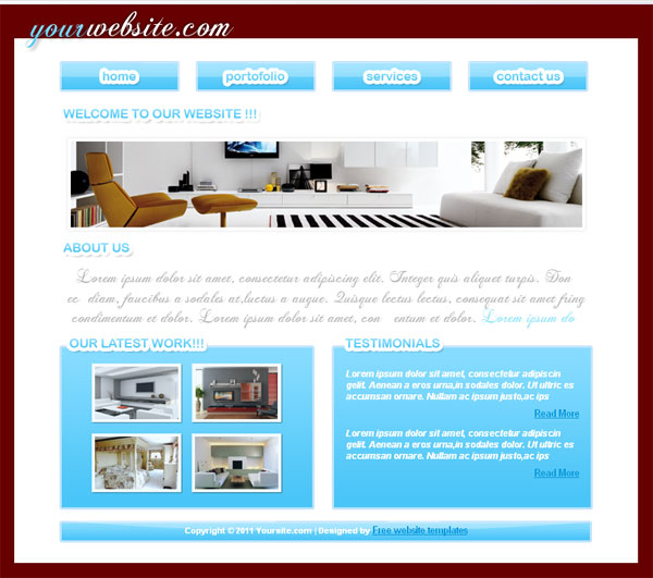 Free Interior design company css web template