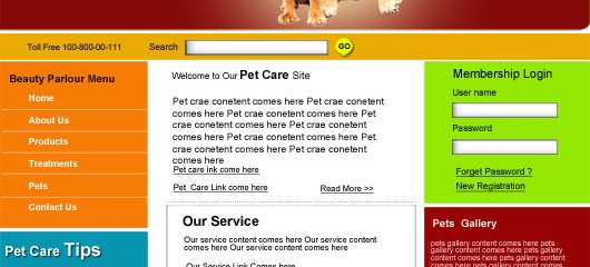 Free pet clinic psd web template