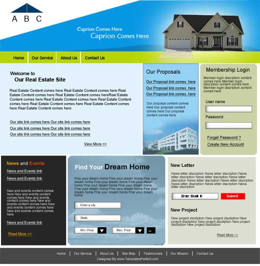 free real estate PSD web template