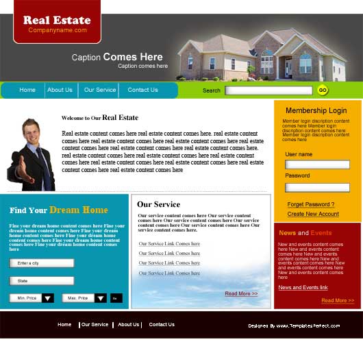 free realestate PSD web template