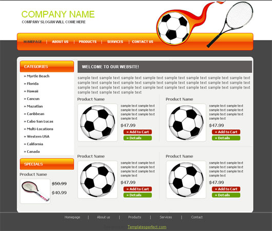 Free sports web template