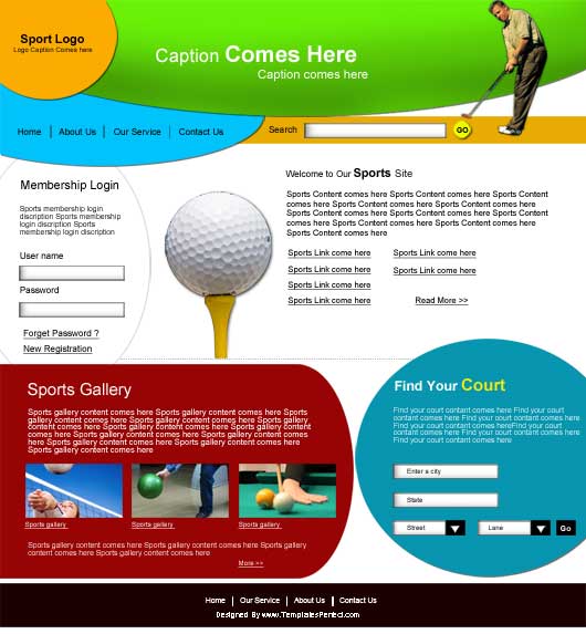 Free sports PSD web template