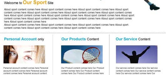 Free sports PSD website template