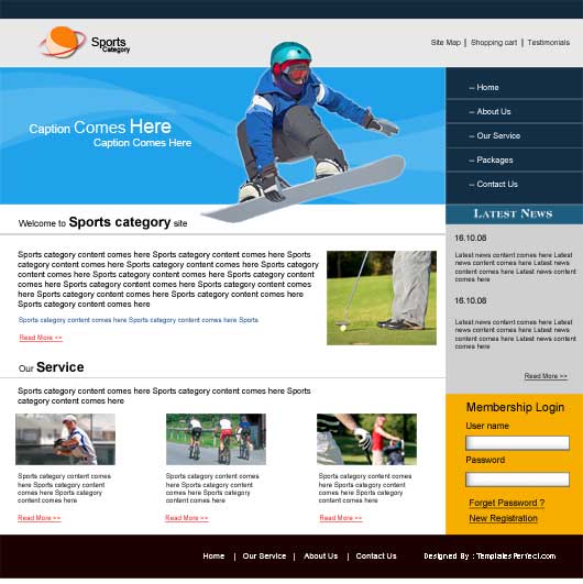 free sports club PSD web template