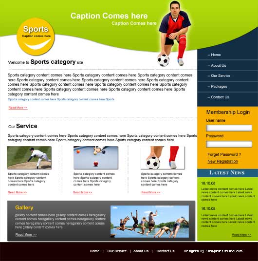 Free sports club PSD website template