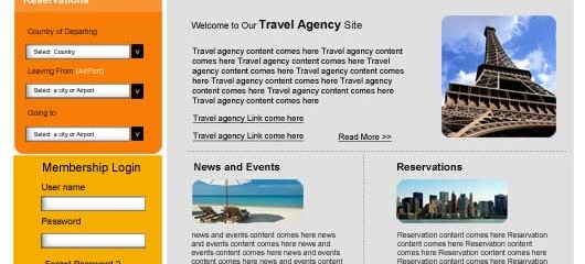 free travel agency related PSD web template