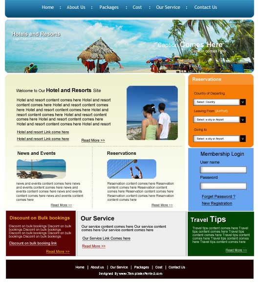 Free tour travel agency PSD web template