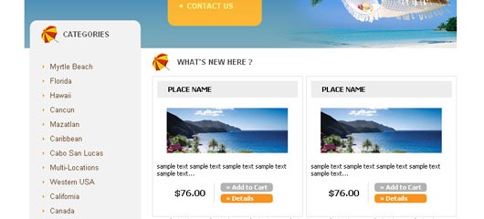 Free travel web template