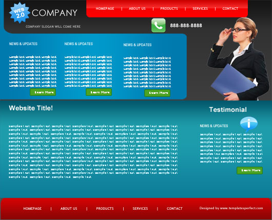 free web 2 marketing PSD web template