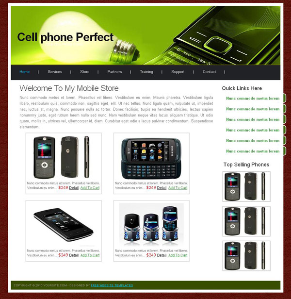 Free cell phone store web templates