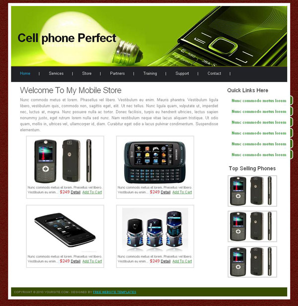 Free Cell Phone Store Web Templates Templates Perfect