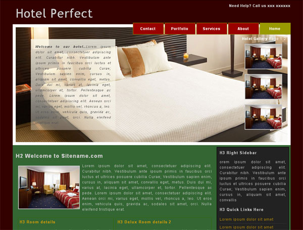 Free hotel css website template - Hotel Perfect