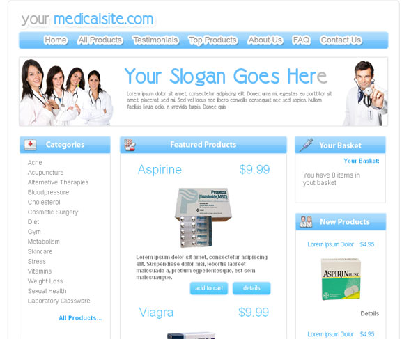 Free medical store css web template