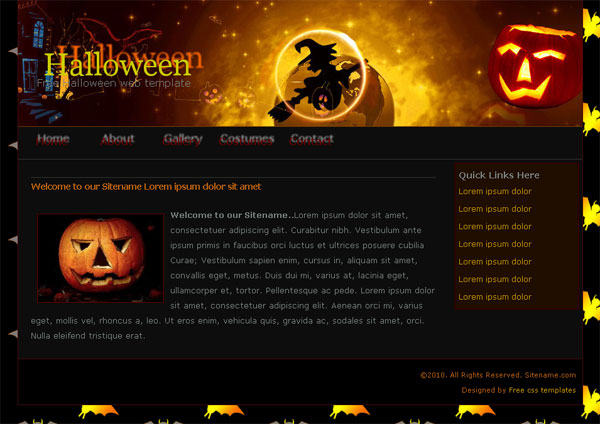 Free Halloween css website template