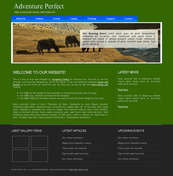 Free Advenure and Recreation web template