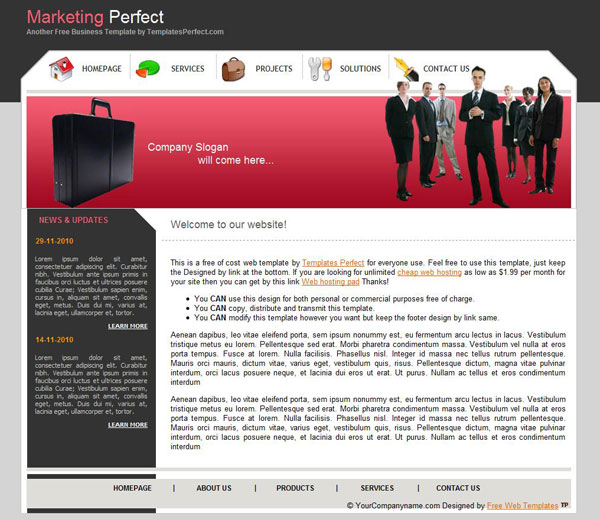 Free Marketing Business web template