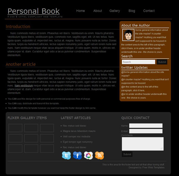 Free personal portfolio blog web template