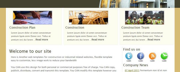 Free construction company web site template