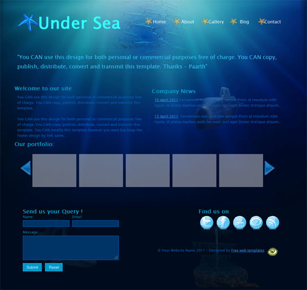 Under Sea Porfolio web template