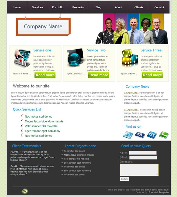 Free Corporate business css website template
