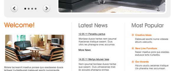 Free home furnitures PSD Web template