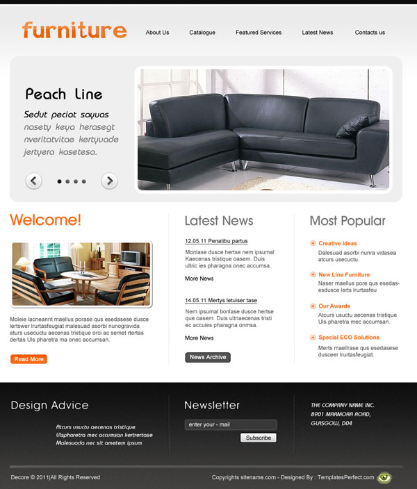 Free home furnitures PSD Web template