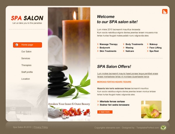 Free spa salon web template