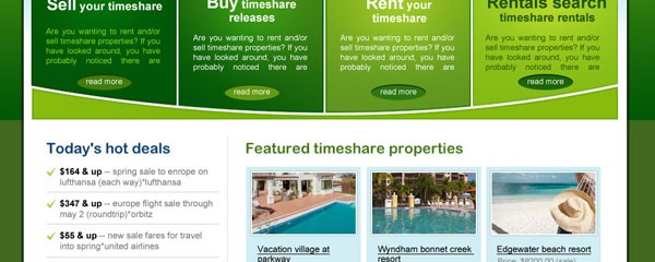 Free timeshare rentals web template
